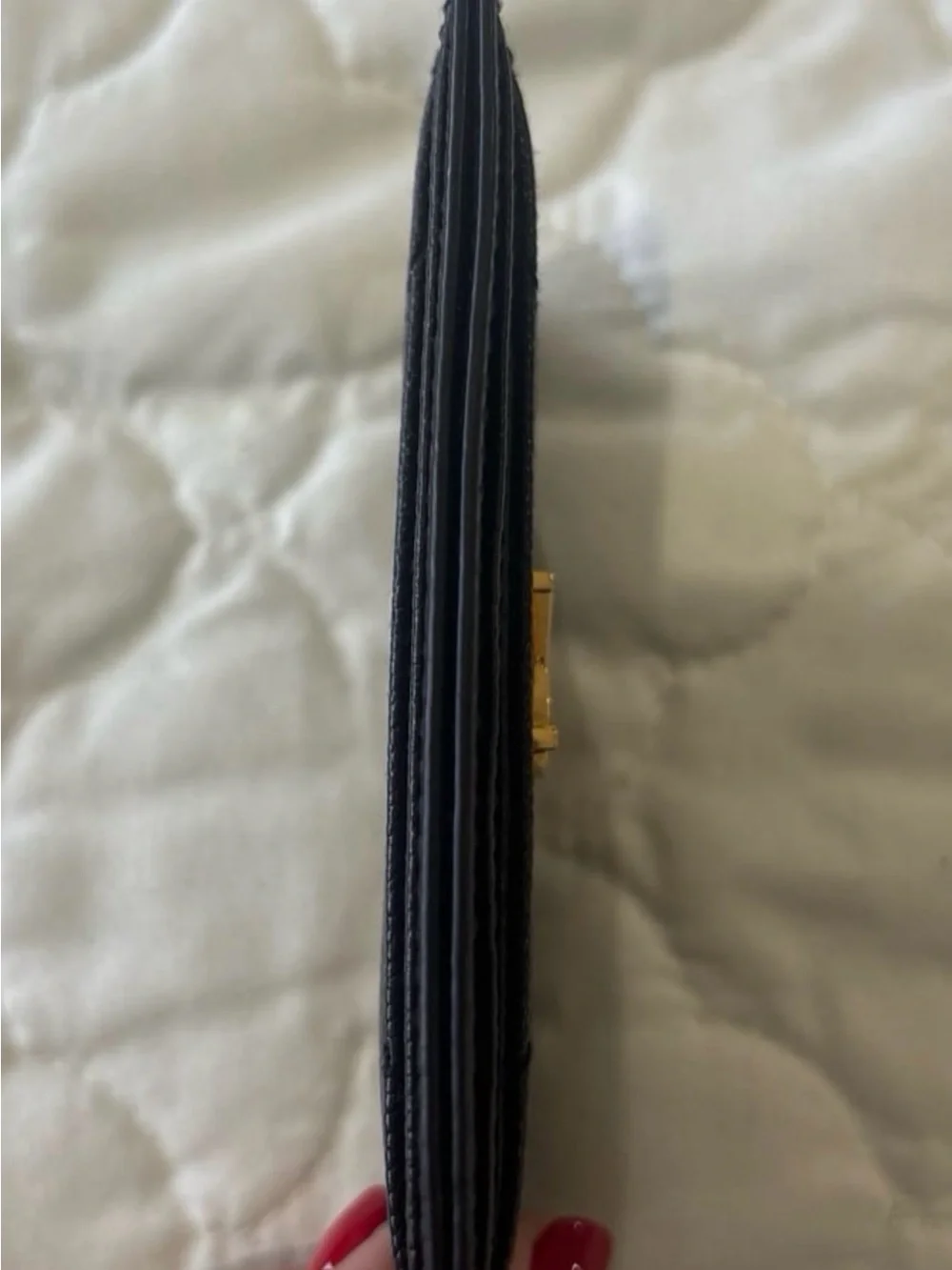 Saint Laurent Black Quilted Card Holder with Gold YSL Emblem